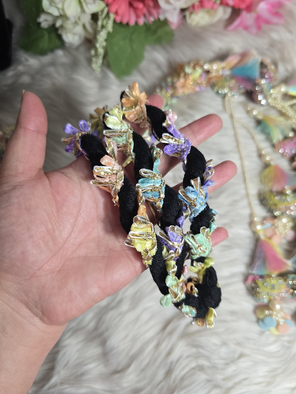 Handcrafted Multicolor Tassel Heavy Paranda - Women Accessories - Picture 3 of 7